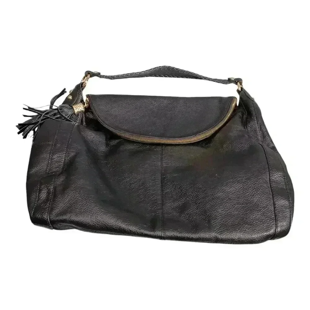 Onna Ehrlich Rachel Hobo Purse Black Leather Tassel Large